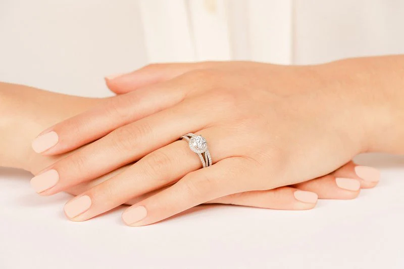 Elegant Split Shank Lab-Grown Diamond Bridal Set with 1.13 ct. (0.50 ct. center diamond) - Image 5