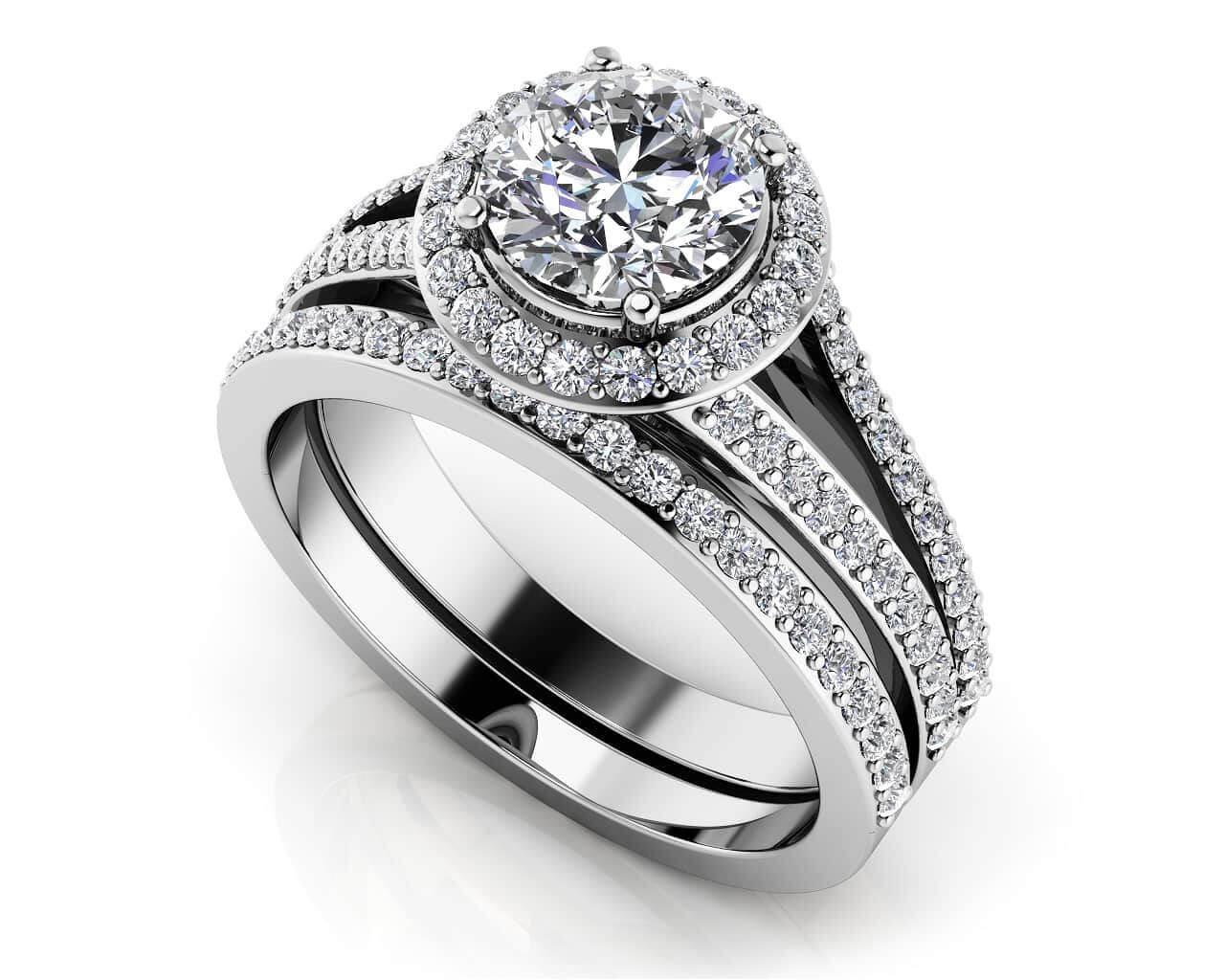 Elegant Split Shank Lab-Grown Diamond Bridal Set with 1.66 ct. (1.00 ct. center diamond)