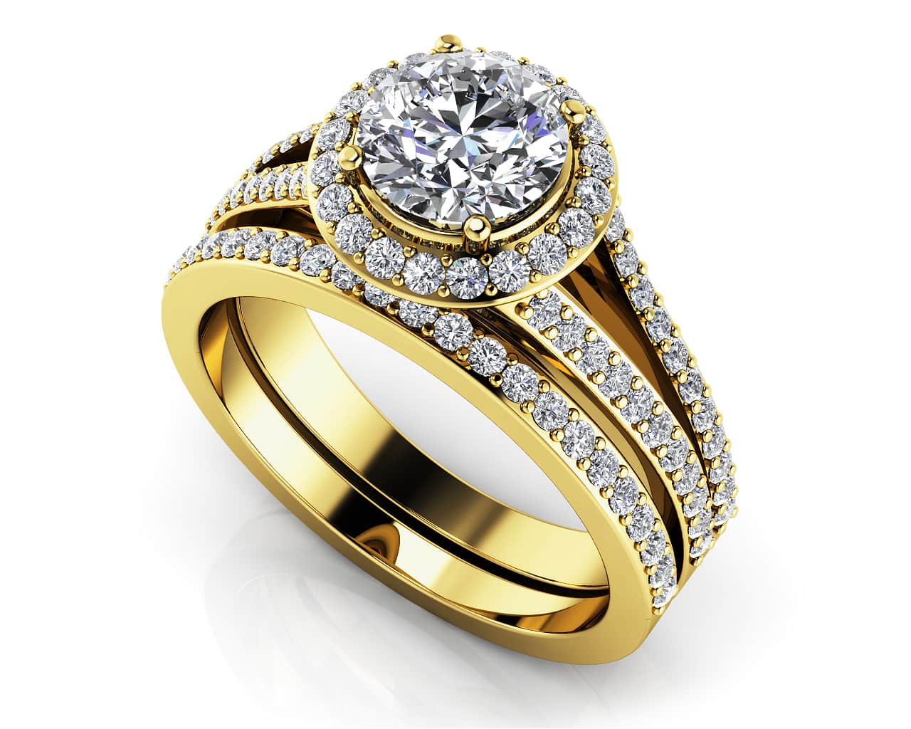 Elegant Split Shank Lab-Grown Diamond Bridal Set with 1.66 ct. (1.00 ct. center diamond) - Image 2