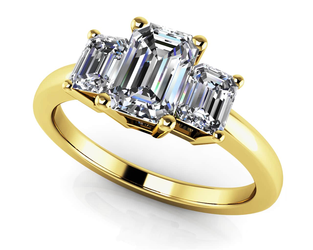 Elegant Three Stone Emerald Lab-Grown Diamond Engagement Ring   with 1.50 ct. (1.00 ct. center diamond) - Image 2