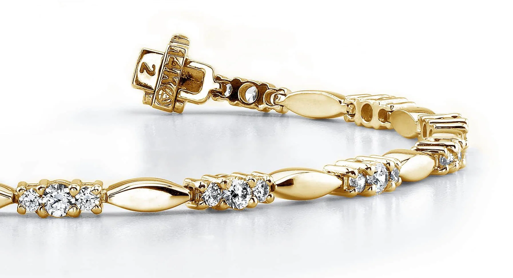 Elliptical Link Diamond Bracelet with 2.05 ct.(finished) 2mm, 3mm - Image 2