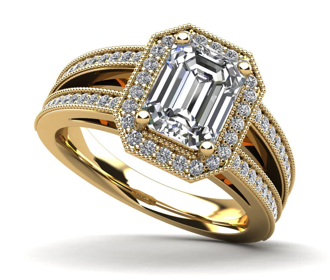 Emerald Crown Halo Diamond Engagement Ring with 2.52 ct. (2.00 ct. center diamond) - Image 2