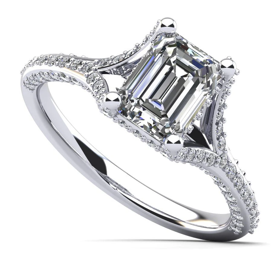 Emerald Cut Brilliance Lab-Grown Diamond Engagement Ring with 1.75 ct. (1.00 ct. center diamond)
