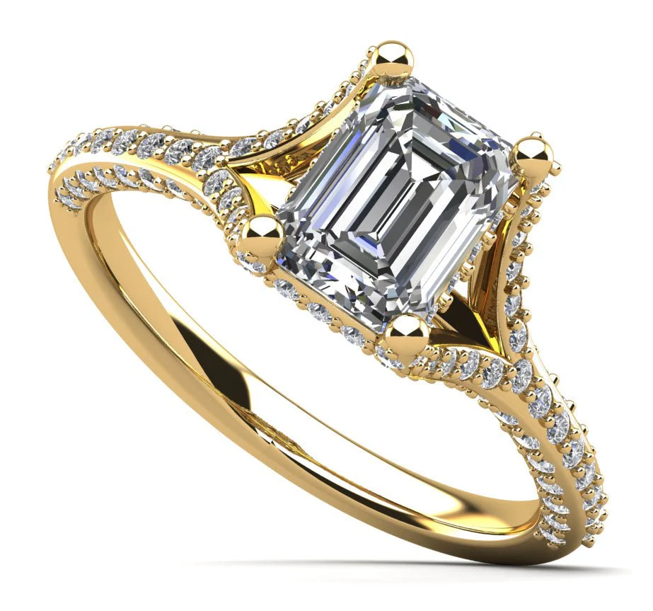 Emerald Cut Brilliance Lab-Grown Diamond Engagement Ring with 1.75 ct. (1.00 ct. center diamond) - Image 2