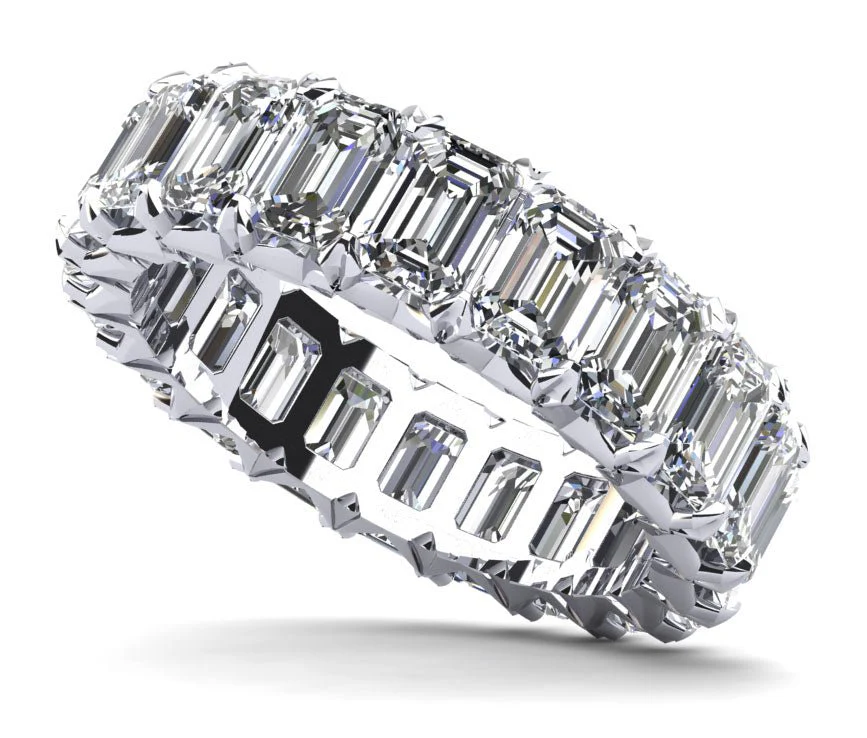 Emerald Cut Crown Diamond Eternity Diamond Ring with 3.60 ct.(finished) 3.5x2.5mm