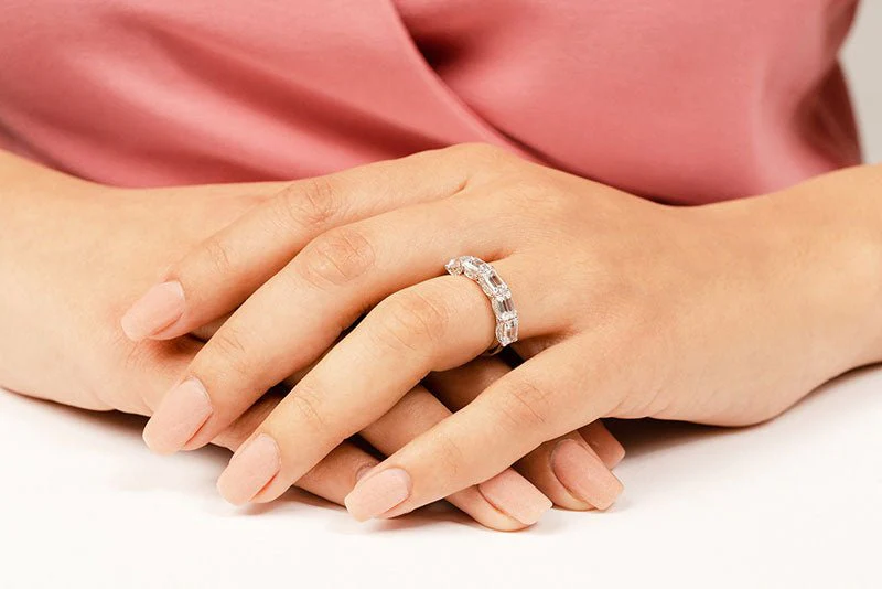 Emerald Cut Diamond Ring With Sash Setting Lab-Grown Diamond with 3.01 ct.(finished) 5x3mm, 1mm - Image 5