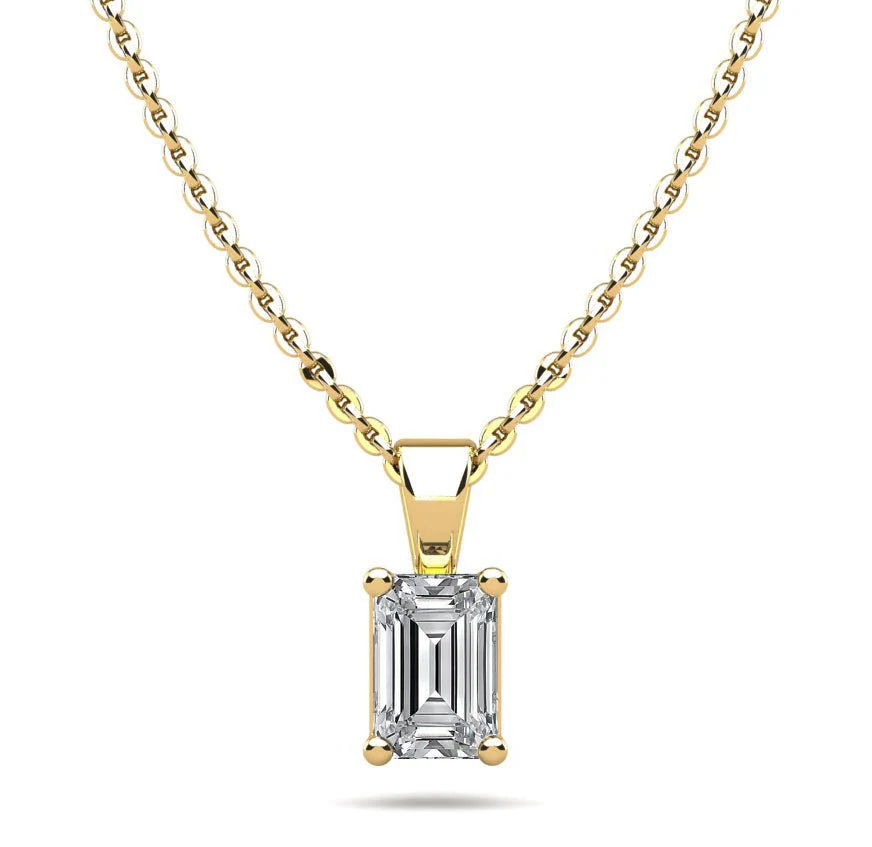 Emerald Cut Shaped Lab-Grown Diamond Pendant with 0.75 ct.(finished) 6.2x4.2mm - Image 2