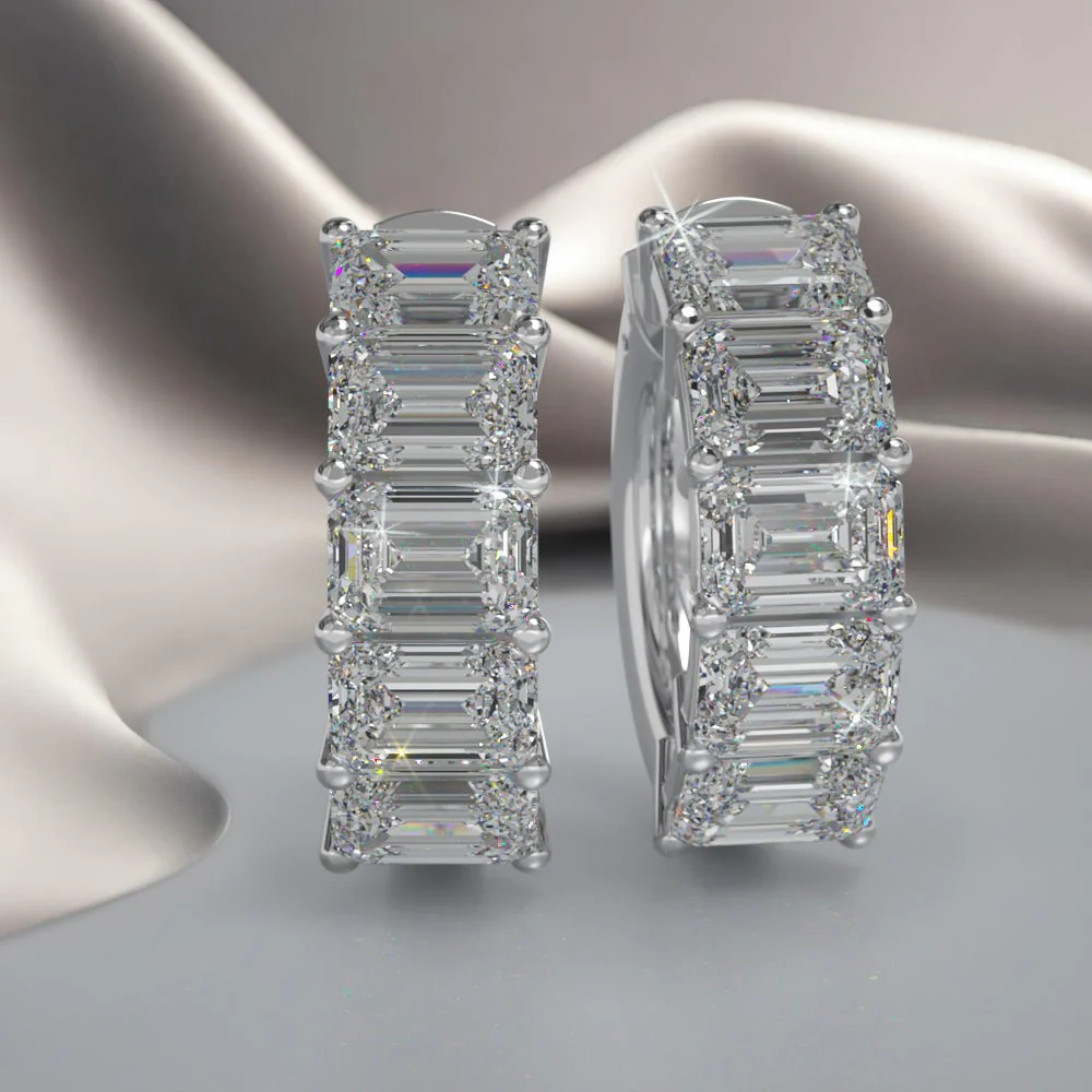 Emerald Cut Ten Stone Diamond Hoops Diamond  with 2.00 ct.(finished) 4x3mm - Image 3