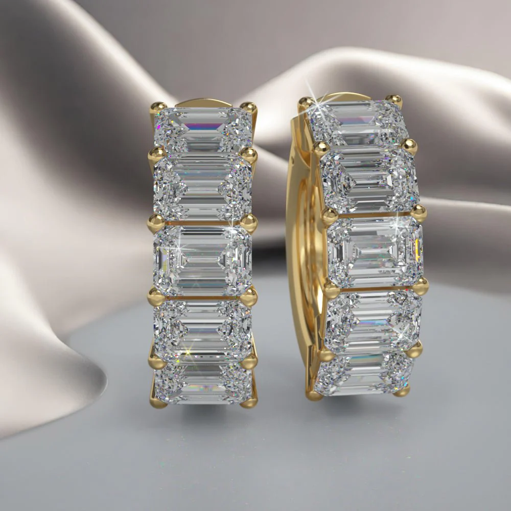 Emerald Cut Ten Stone Diamond Hoops Diamond  with 4.00 ct.(finished) 5x3mm - Image 4