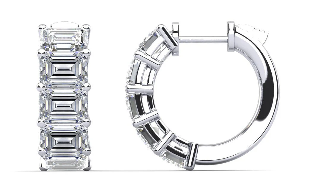 Emerald Cut Ten Stone Diamond Hoops Lab-Grown Diamond with 15.00 ct.(finished) 8x6mm