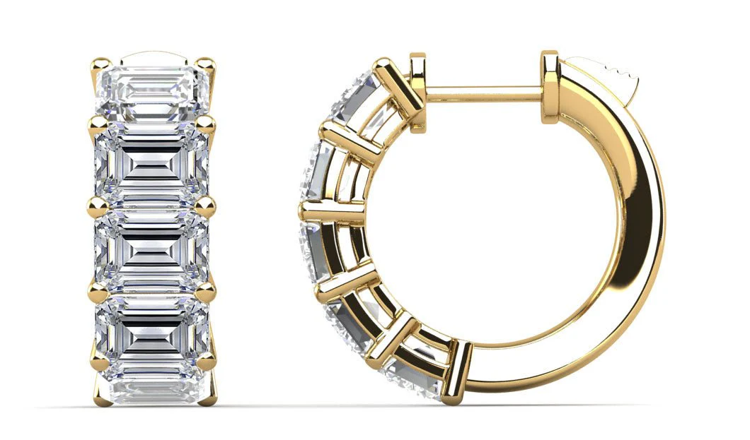 Emerald Cut Ten Stone Diamond Hoops Lab-Grown Diamond  with 2.50 ct.(finished) 4.2x3.2mm - Image 2