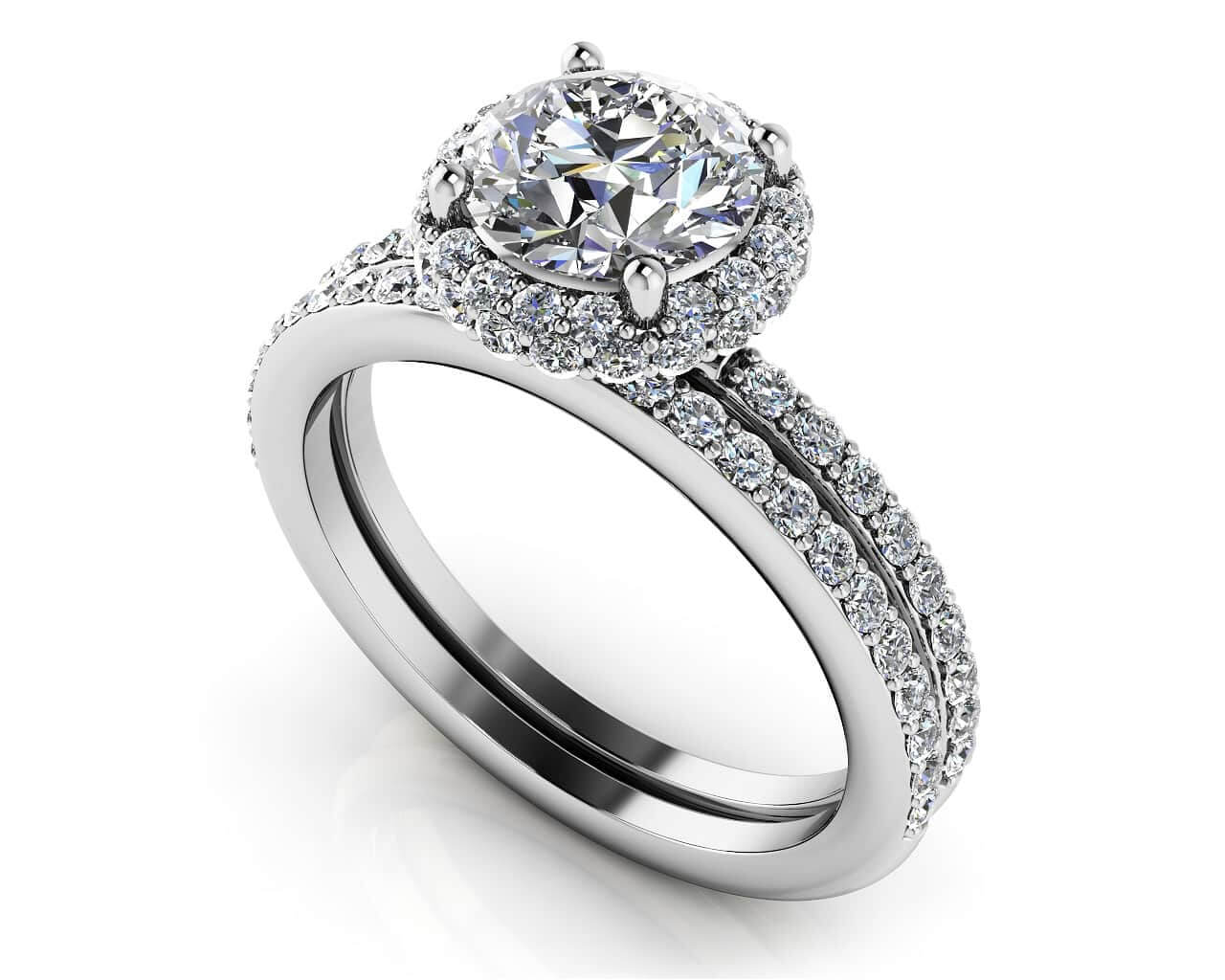 Enchanting Halo Diamond Engagement Set Diamond with 2.77 ct. (2.00 ct. center diamond)
