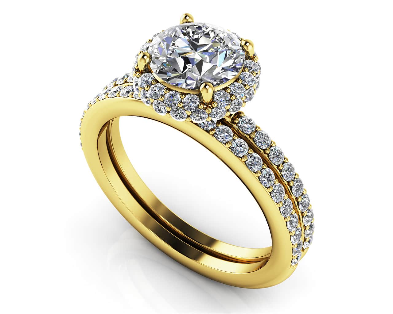 Enchanting Halo Diamond Engagement Set Lab-Grown Diamond with 1.45 ct. (0.75 ct. center diamond) - Image 2