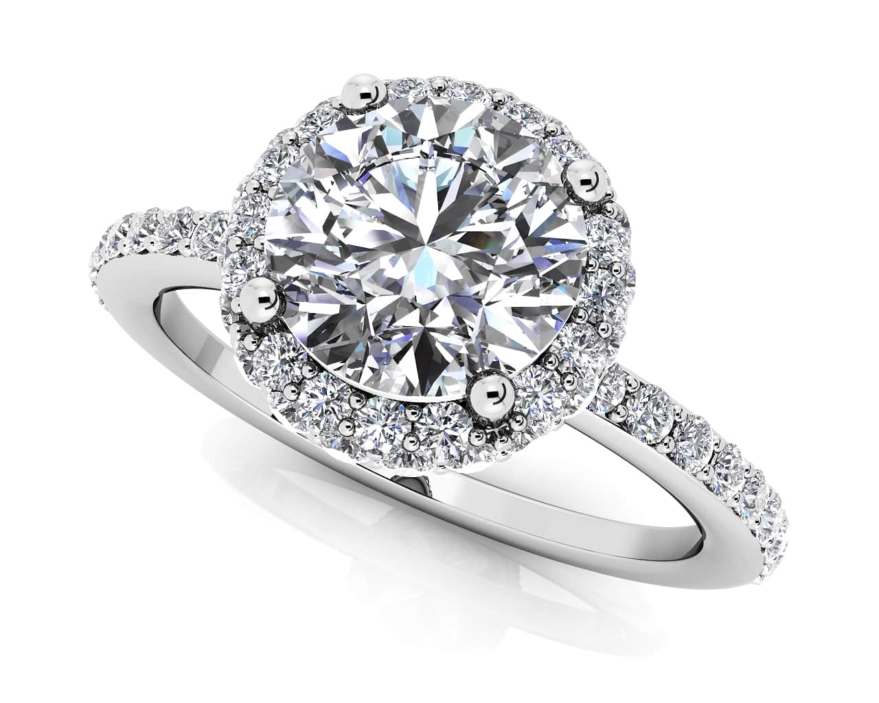 Enchanting Halo Diamond Engagement Wedding Ring Lab-Grown Diamond with 2.53 ct. (2.00 ct. center diamond)