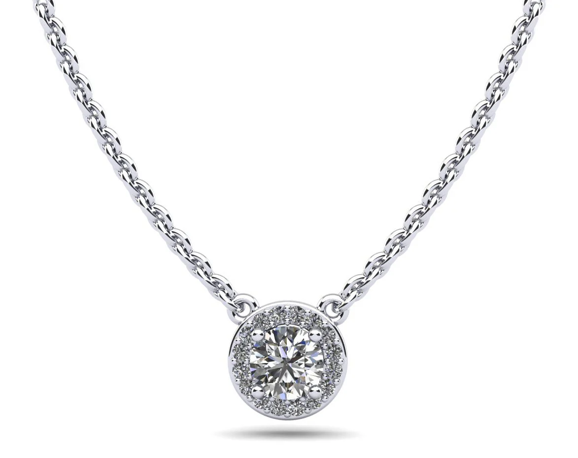 Enchanting Halo Diamond Pendant with 0.49 ct. (0.41 ct. center diamond)
