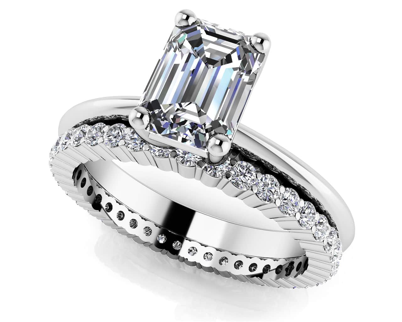 Eternal Light Emerald Solitaire Bridal Set Diamond with 1.02 ct. (0.50 ct. center diamond)