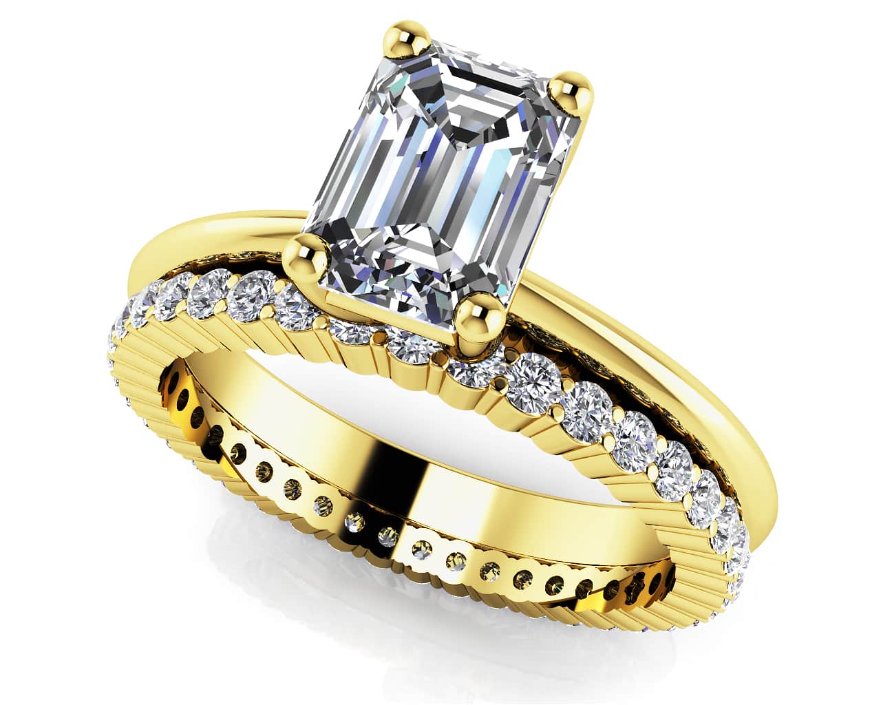 Eternal Light Emerald Solitaire Bridal Set Diamond with 1.02 ct. (0.50 ct. center diamond) - Image 2