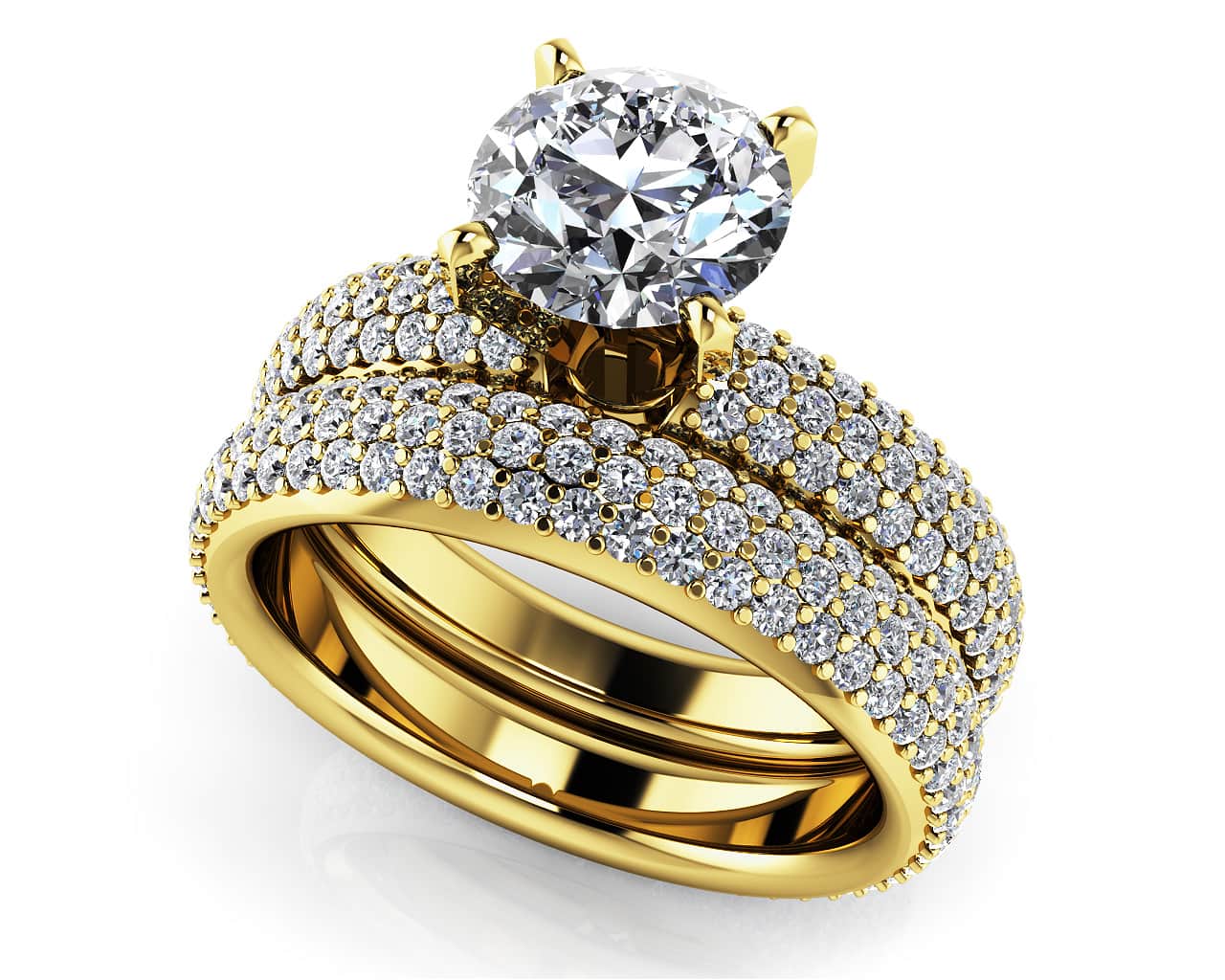 Eternally Yours Four Prong Matching Bridal Set Diamond  with 3.18 ct. (1.00 ct. center diamond) - Image 2