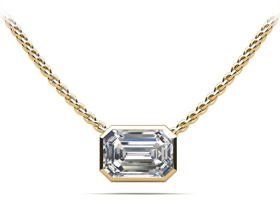 Evening Emerald Diamond Pendant with 0.70 ct.(finished) 6x4mm - Image 2