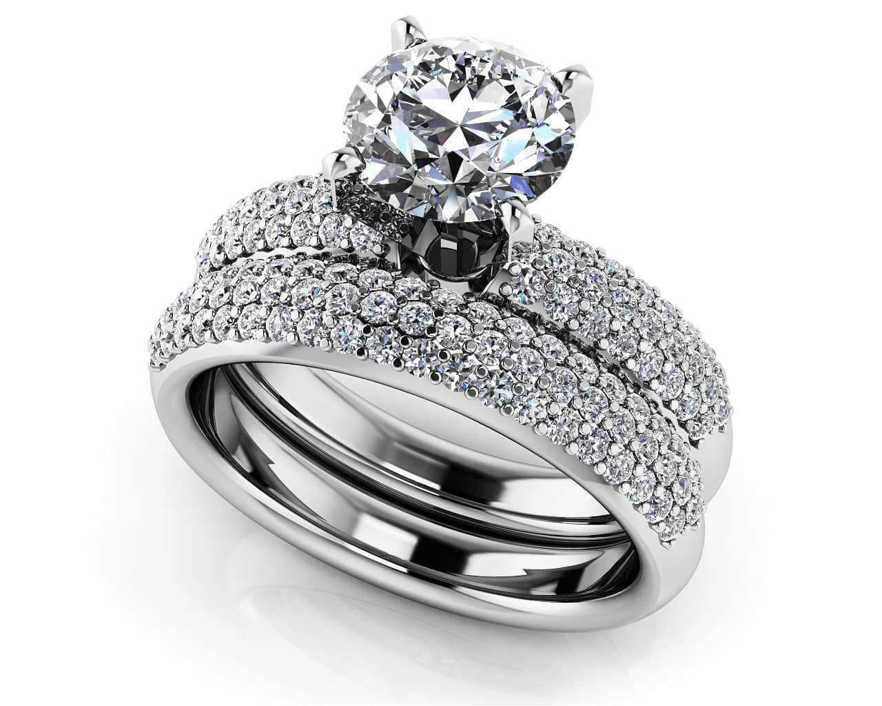 Ever After Four Prong Diamond Bridal Set Diamond with 1.68 ct. (0.75 ct. center diamond)