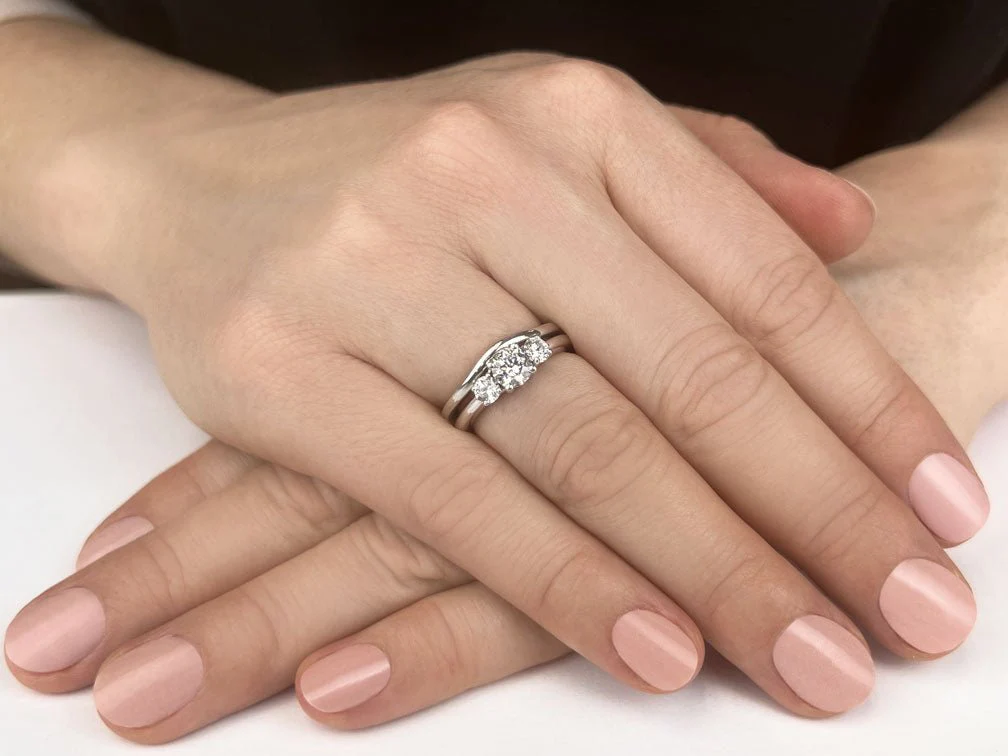 Everlasting Three Stone Wedding Set Diamond  with 1.17 ct. (0.75 ct. center diamond) - Image 3