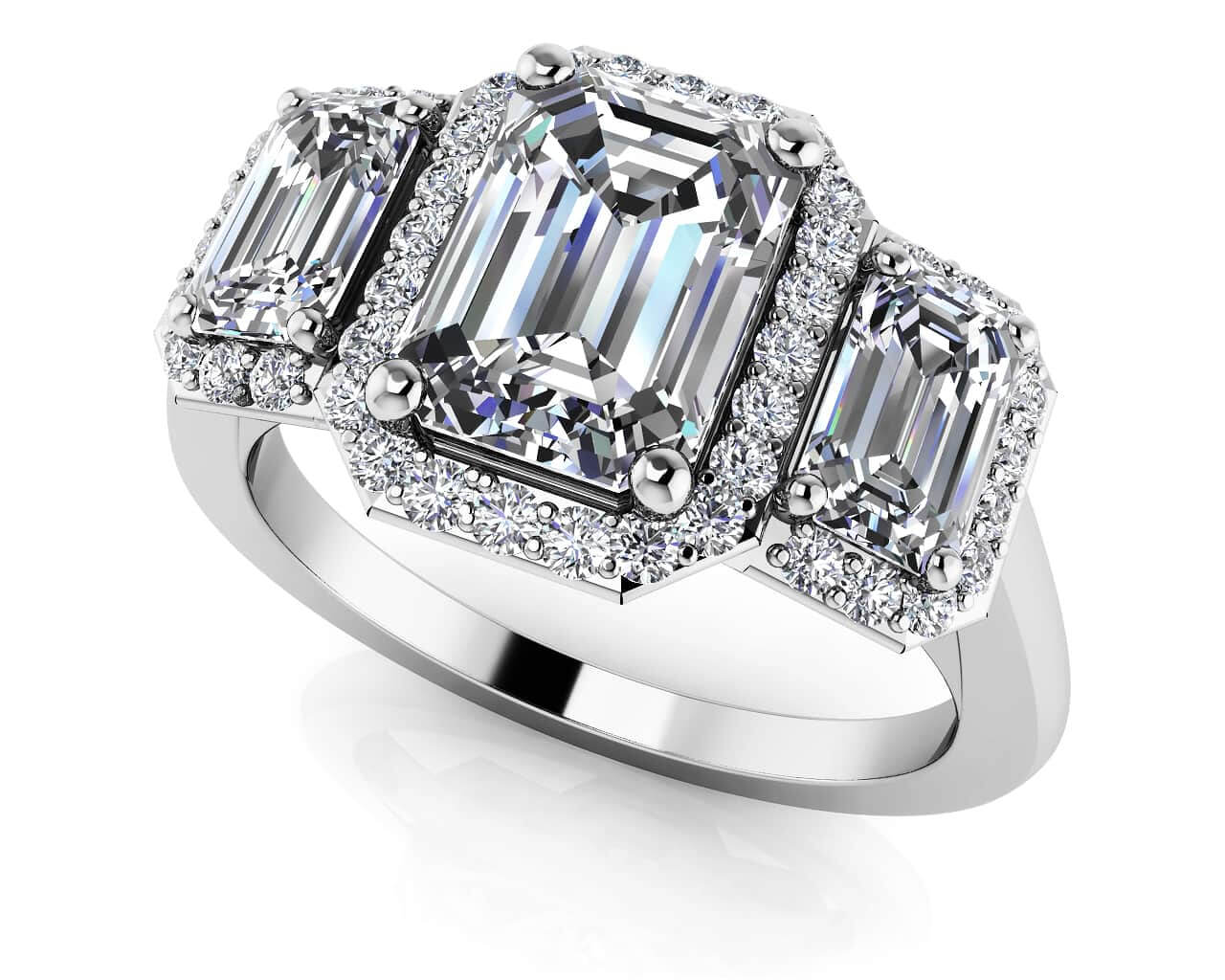 Expressive Love Three Stone Diamond Ring with 1.09 ct. (0.50 ct. center diamond)