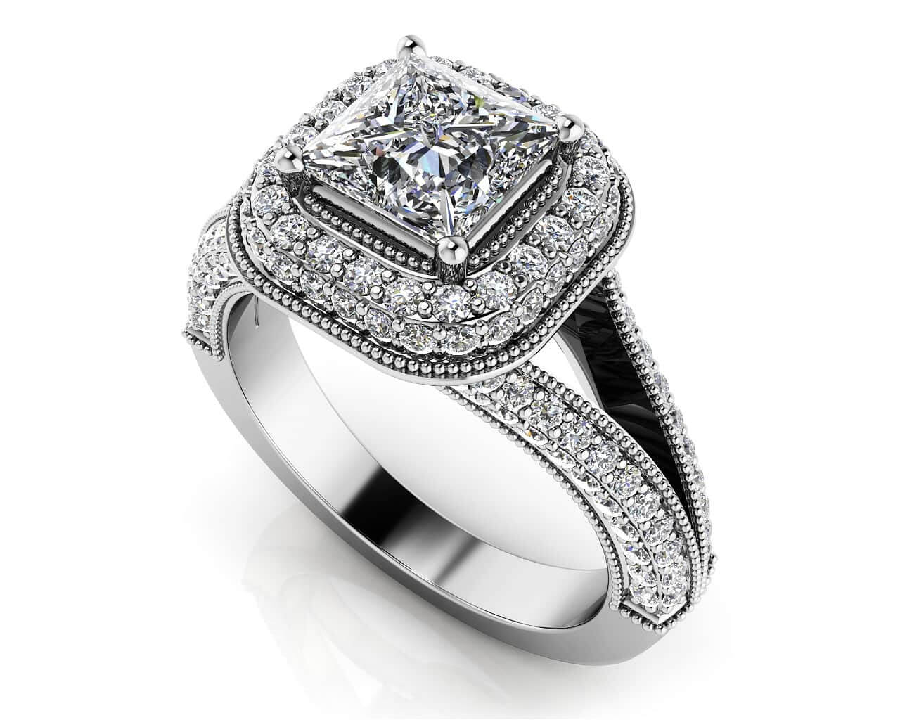 Exquisite Double Halo Lab-Grown Diamond Engagement Ring with 1.71 ct. (1.00 ct. center diamond)