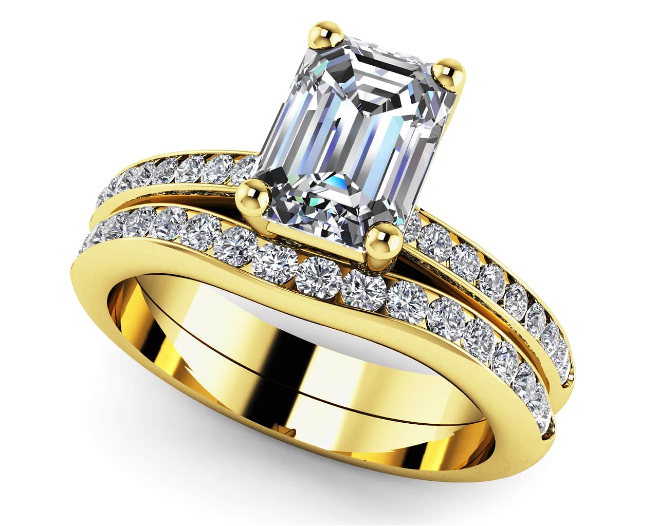 Exquisite Emerald Cut Lab-Grown Diamond Bridal Set with 1.94 ct. (1.50 ct. center diamond) - Image 2