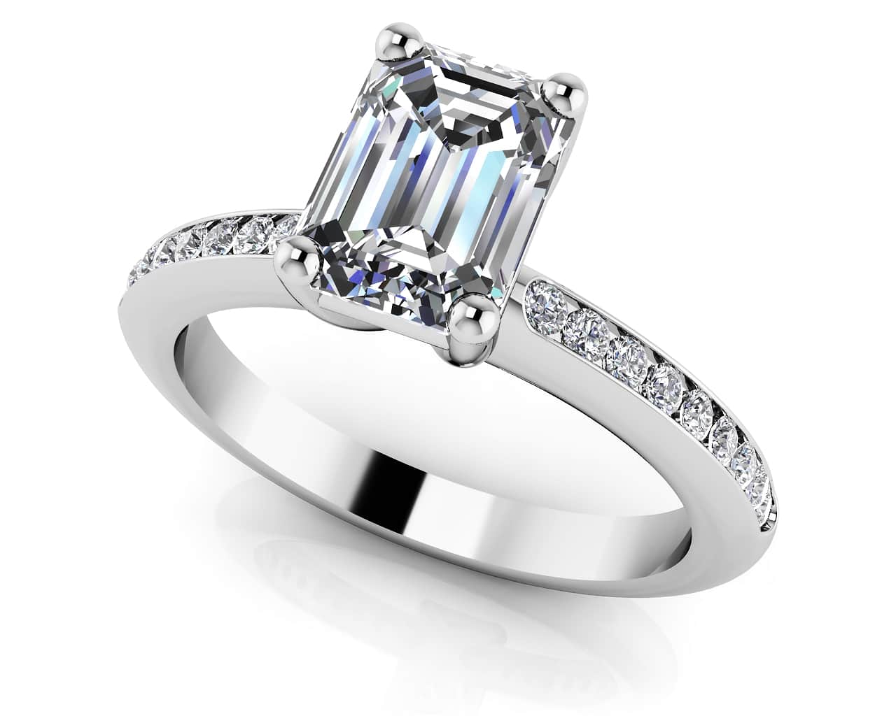Exquisite Emerald Cut Diamond Engagement Ring with 1.71 ct. (1.50 ct. center diamond)