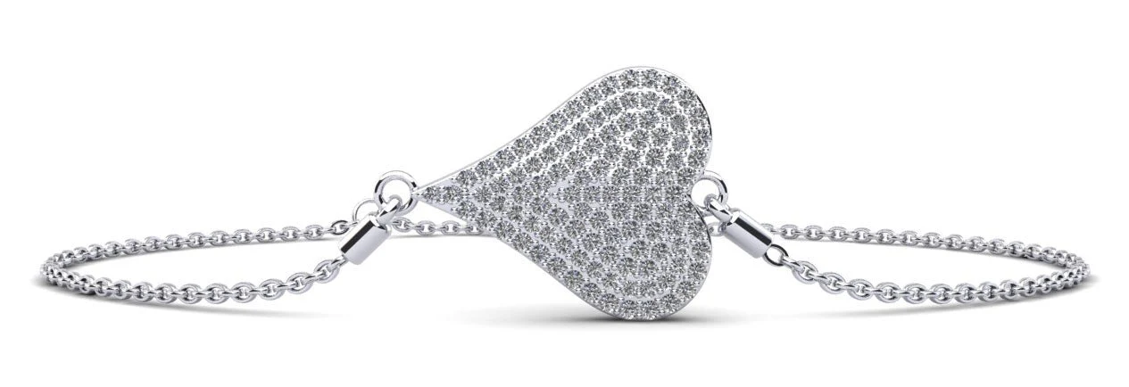 Exquisite Heart Diamond Adjustable Lab-Grown Diamond Bracelet with 0.81 ct.(finished) 1.1mm, 1.2mm