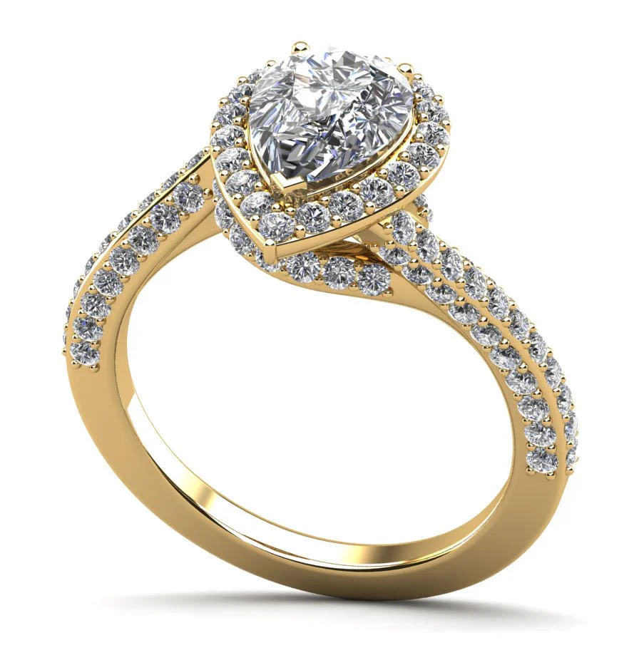 Exquisite Pear Shaped Halo Lab-Grown Diamond Engagement Ring with 2.55 ct. (1.60 ct. center diamond) - Image 2