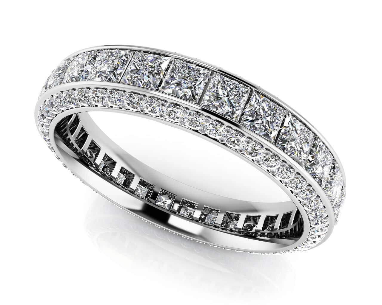Exquisite Princess And Round Eternity Band Lab-Grown Diamond with 2.53 ct.(finished) 1.1mm, 2.2mm