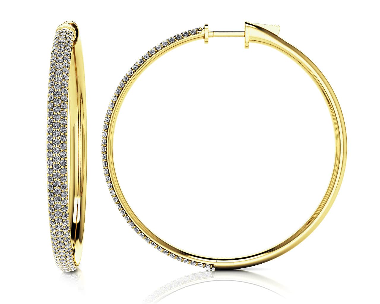 Extra Large Triple Row Diamond Hoop Earrings with 2.18 ct.(finished) 1.1mm - Image 2