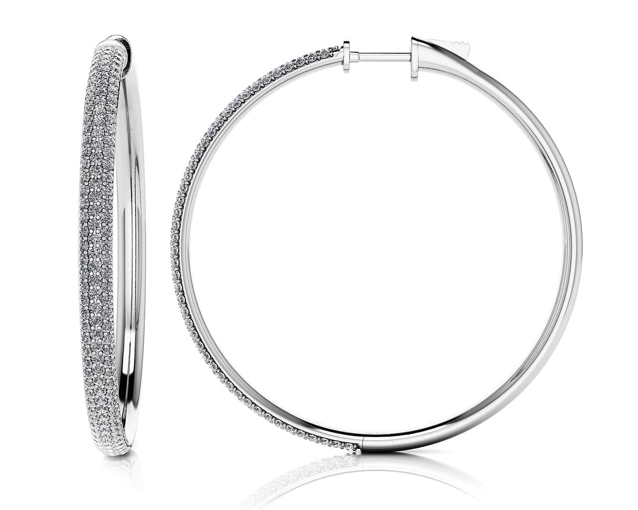 Extra Large Triple Row Diamond Hoop Earrings with 2.70 ct.(finished) 1.3mm