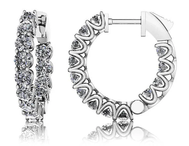 Extra Small Hoop Diamond Huggie Lab-Grown Diamond Earrings with 1.80 ct.(finished) 2.5mm