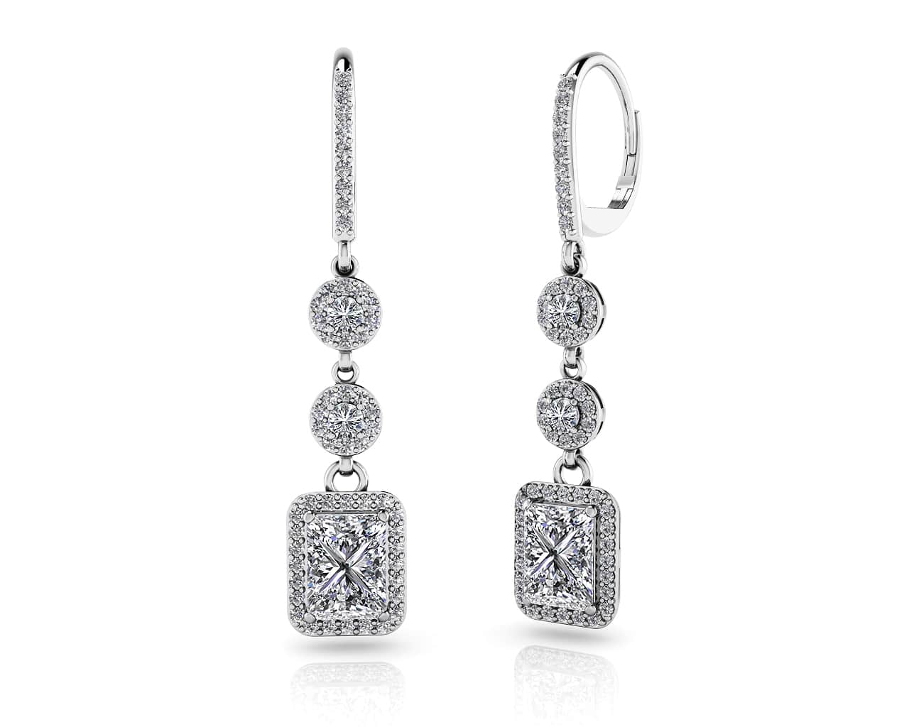 Extravagant Diamond Drop Lab-Grown Diamond Earrings with 4.00 ct. (2X1.50 ct. center diamonds)