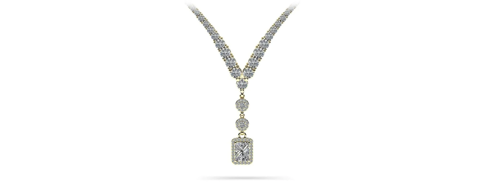 Extravagant Diamond Pendant 2 Row 4 Prong Diamond Necklace with 15.52 ct.(finished) - Image 2
