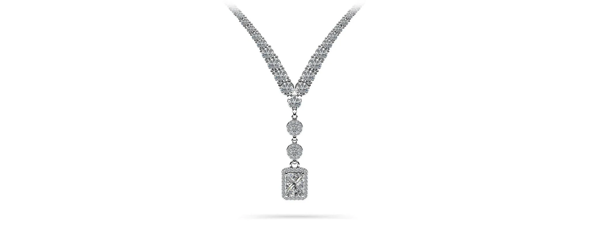 Extravagant Diamond Pendant 2 Row 4 Prong Lab-Grown Diamond Necklace with 15.52 ct.(finished)