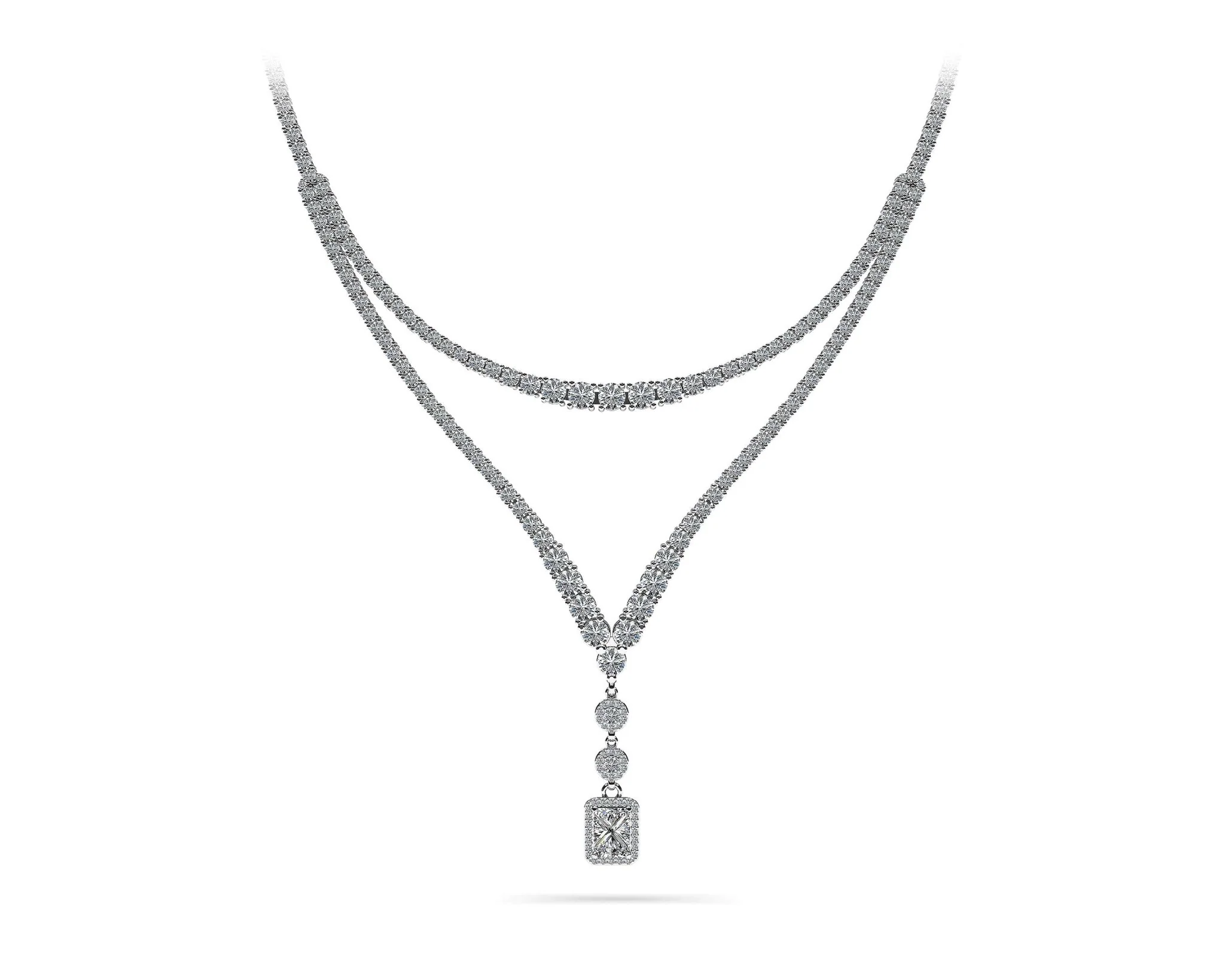 Extravagant Diamond Pendant 2 Row 4 Prong Lab-Grown Diamond Necklace with 15.52 ct.(finished) - Image 3