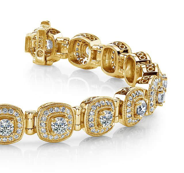 Fanciful Round Diamond Bracelet With Tube Links Diamond with 2.86 ct.(finished) 1mm, 2.5mm - Image 2