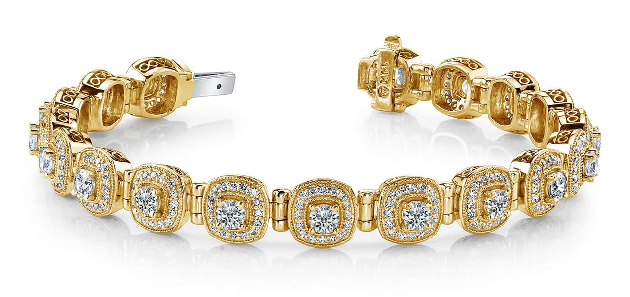 Fanciful Round Diamond Bracelet With Tube Links Diamond with 2.86 ct.(finished) 1mm, 2.5mm - Image 6