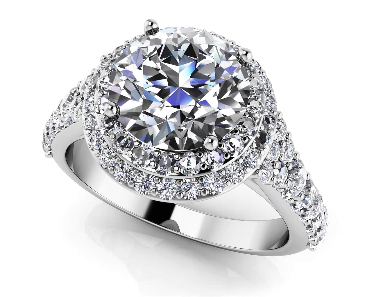 Fancy Double Halo Lab-Grown Diamond Engagement Ring with 2.19 ct. (1.50 ct. center diamond)