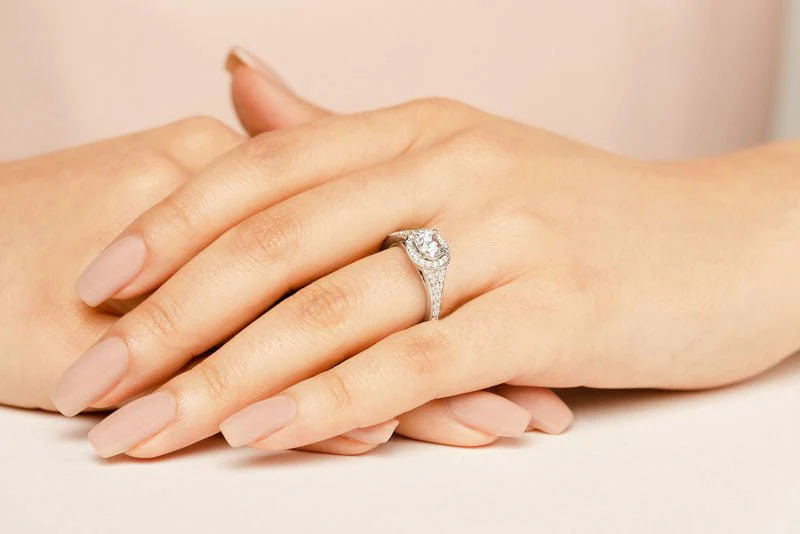 Fancy Single Halo Engagement Ring In Diamond with 1.25 ct. (0.75 ct. center diamond) - Image 3