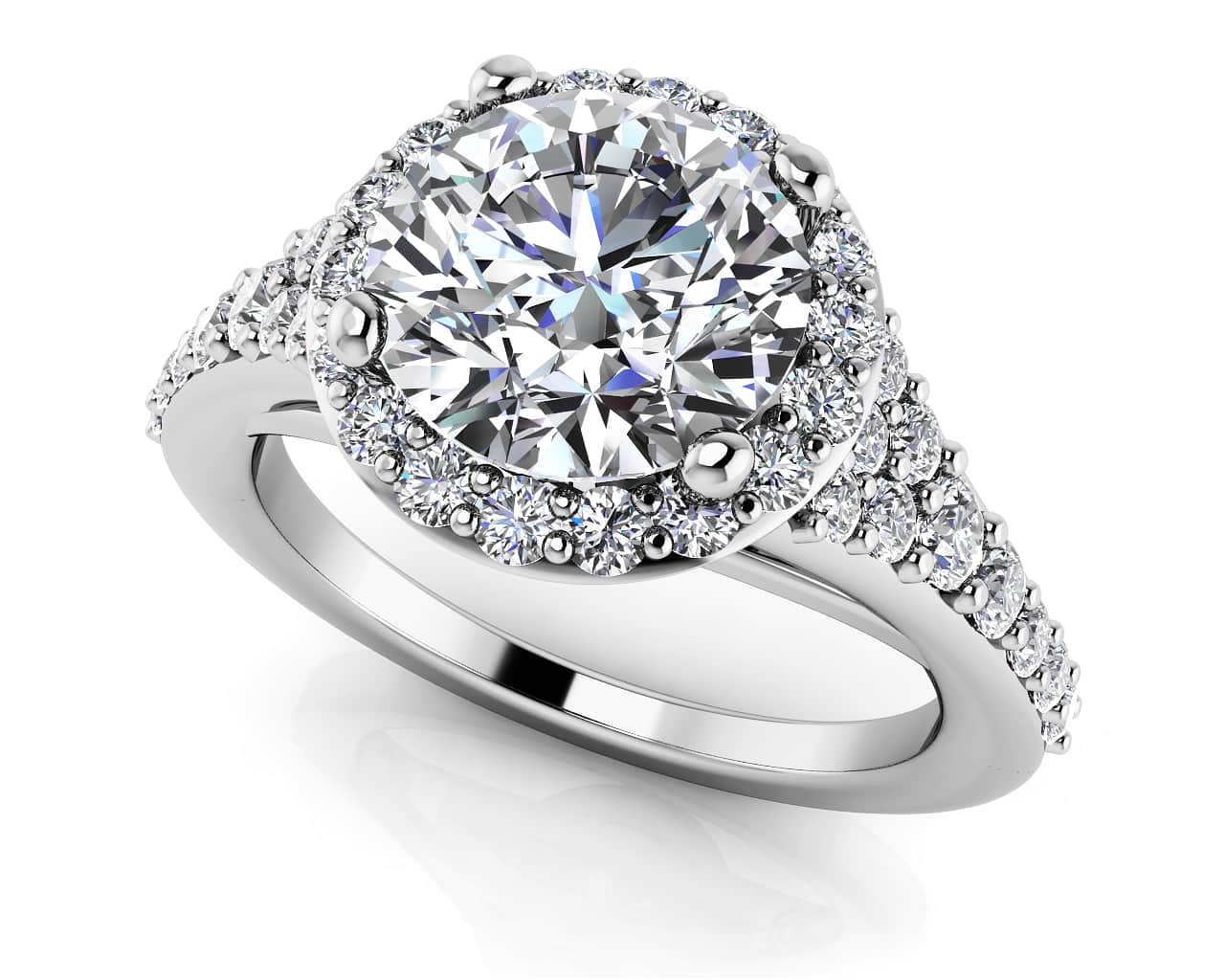 Fancy Single Halo Engagement Ring In Lab-Grown Diamond with 1.25 ct. (0.75 ct. center diamond)