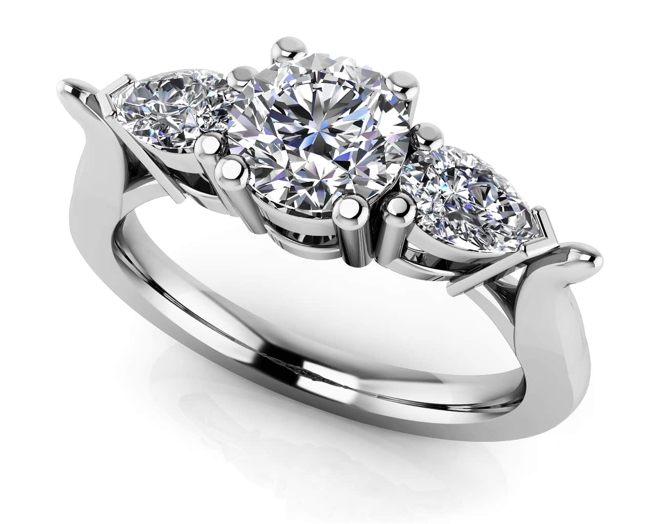 Fancy Triple Stone Diamond Diamond Ring with 1.42 ct. (1.00 ct. center diamond)