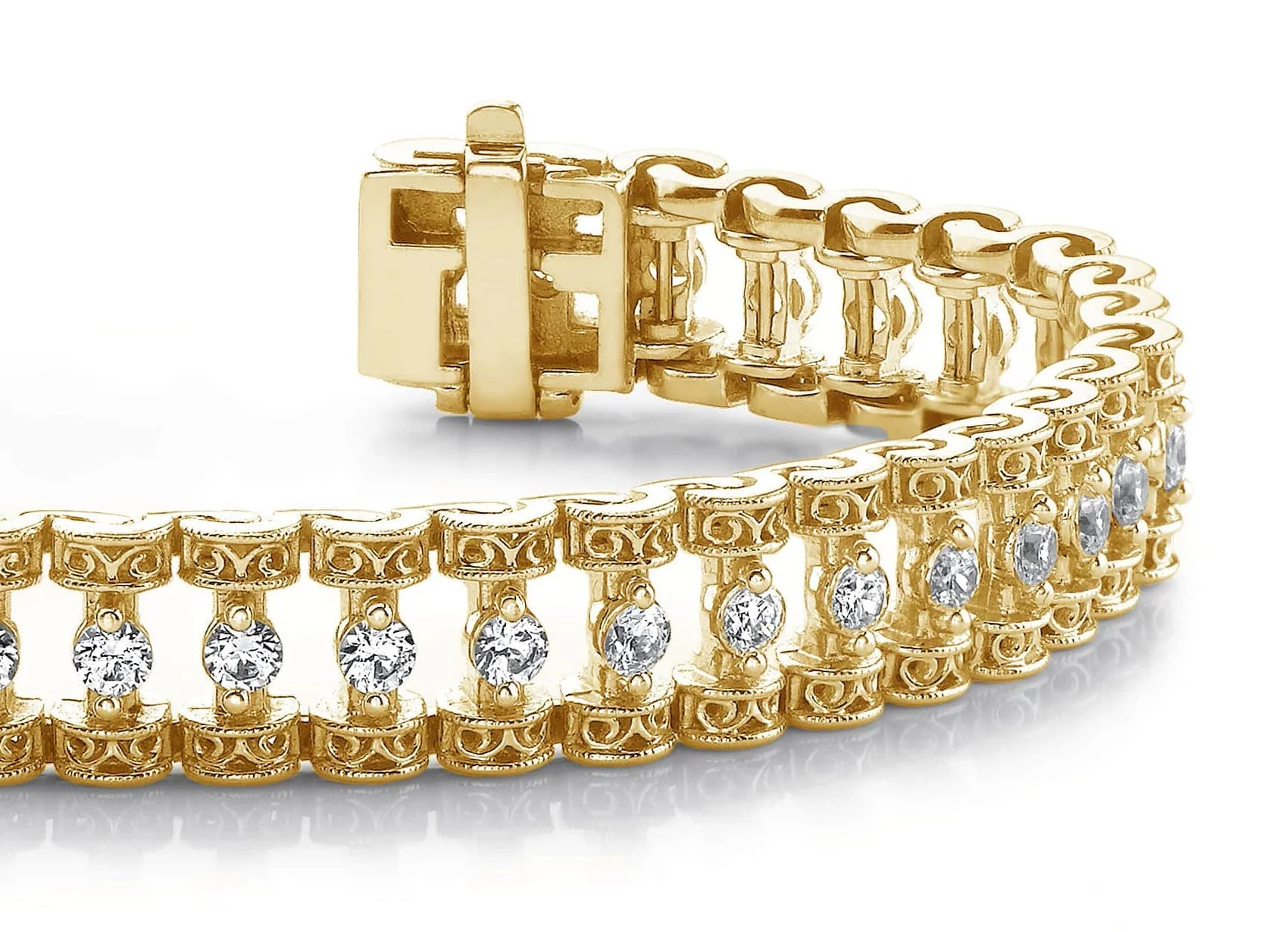 Filigree Diamond Candlestick Diamond Bracelet with 1.09 ct.(finished) 1.7mm - Image 2