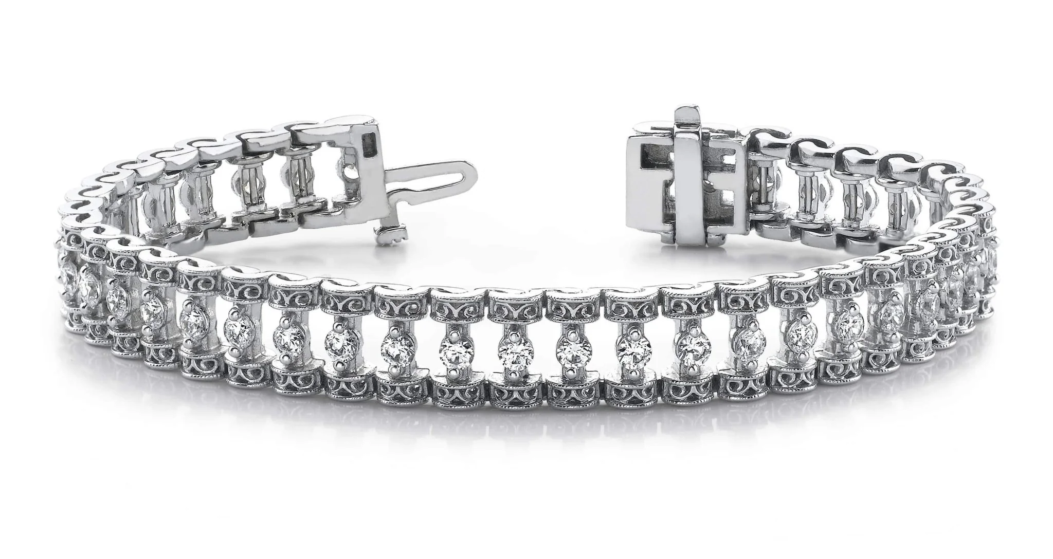 Filigree Diamond Candlestick Diamond Bracelet with 1.09 ct.(finished) 1.7mm - Image 3