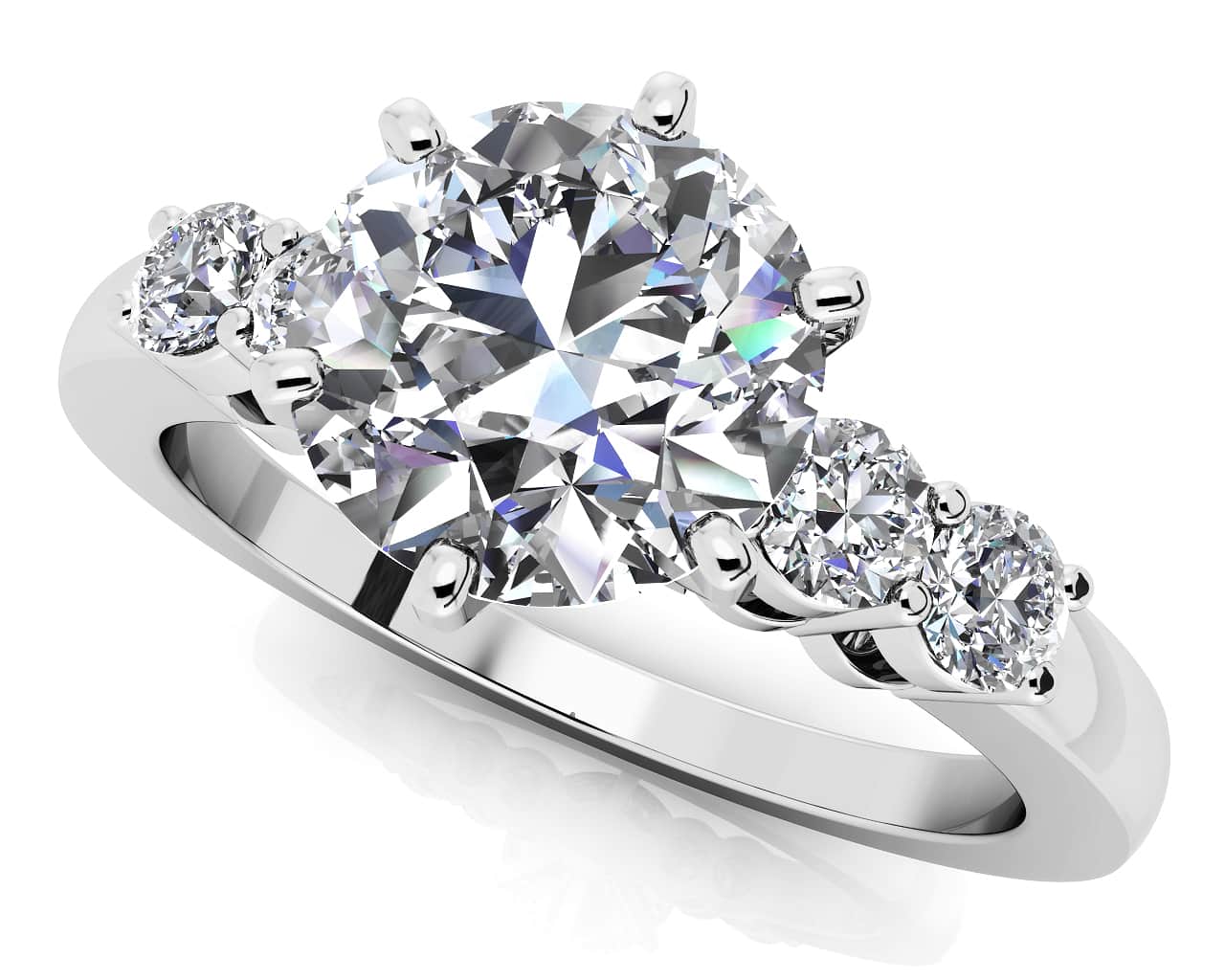 Five Across 6 Prong Lab-Grown Diamond Engagement Ring with 1.45 ct. (1.25 ct. center diamond)