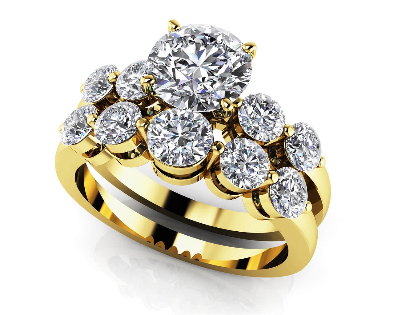 Five Across Lab-Grown Diamond Bridal Set with 1.74 ct. (0.75 ct. center diamond) - Image 2