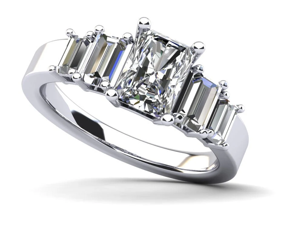 Five Across Emerald Cut Lab-Grown Diamond Engagement Ring with 2.20 ct. (1.00 ct. center diamond)